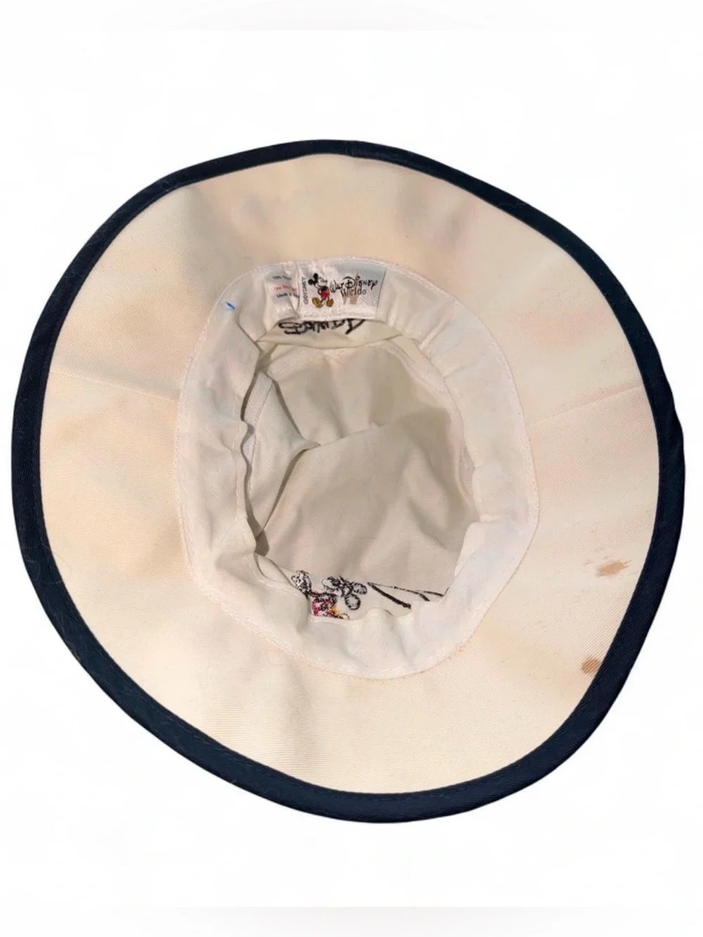 Disney Cream and Navy Bucket Hat with Mickey Mouse & Pluto Embroidery